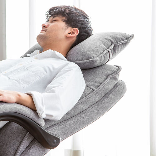【寝られる椅子】リクライニングチェア オットマン内蔵 布 ファブリック生地 ダブルクッション 170°リクライニング アームレスト ランバーサポートつき 