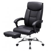 【寝られる椅子】リクライニングチェア オットマン付き レザーチェア 160°無段階リクライニング ブラック