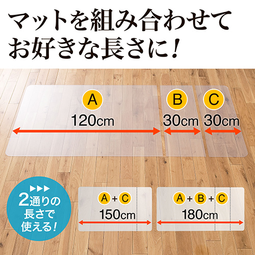 大型チェアマット 最長180cm×90cm ポリカーボネート素材 半透明 日本製 床保護マット