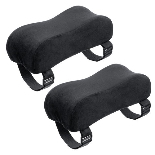 肘掛け用クッション ベルベット生地 低反発クッション入り 2個セット 面ファスナー取り付け ブラック