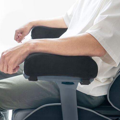 肘掛け用クッション ベルベット生地 低反発クッション入り 2個セット 面ファスナー取り付け ブラック