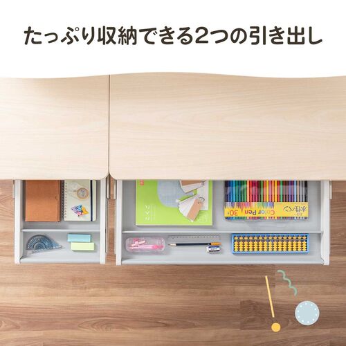 【アウトレット】学習机 多機能 手動昇降 チルト天板 シェルフ付 ライトブラウン