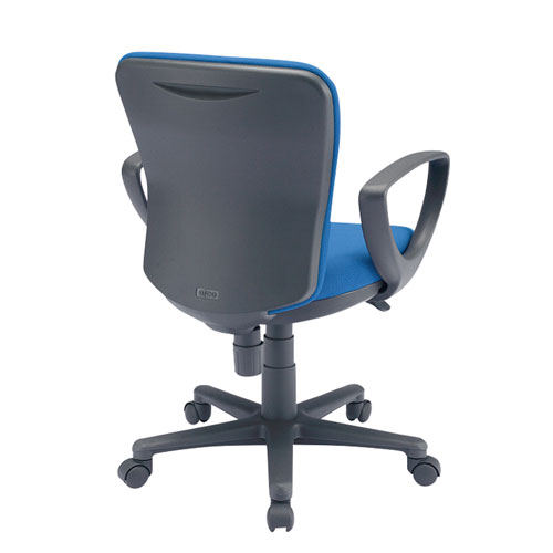 【アウトレット】オフィスチェア(事務椅子・モールドウレタン・低ホルムアルデヒド・ロッキング機能・肘当て付き・ブルー)