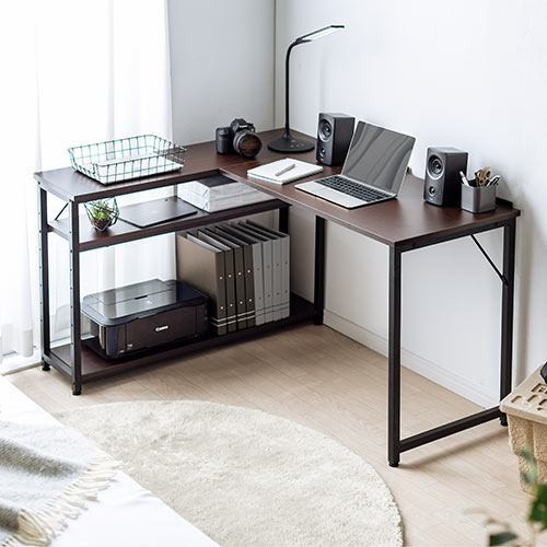 【アウトレット】L字デスク 幅120cm 奥行50cm ブラウン