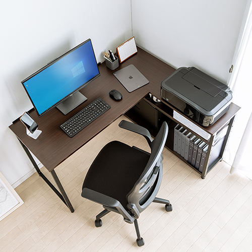 【アウトレット】L字デスク 幅120cm 奥行50cm ブラウン