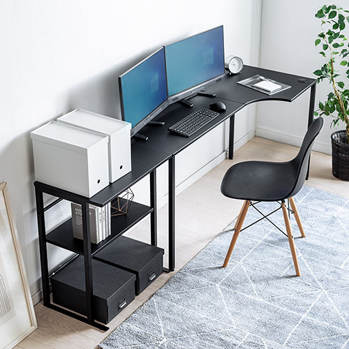 【アウトレット】シェルフデスク(L字デスク・コーナーデスク・木製デスク・パソコンデスク・ロングデスク・幅140cm・幅160cm・幅200cm)