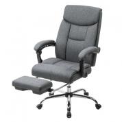 【寝れる椅子】リクライニングチェア（オットマン付・ファブリックチェア・ハイバック・布張り・160度リクライニング・グレー)