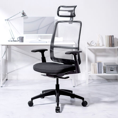 【アウトレット】高反発メッシュチェア 高密度メッシュ 体重感知式ロッキング アームレスト付き ブラック