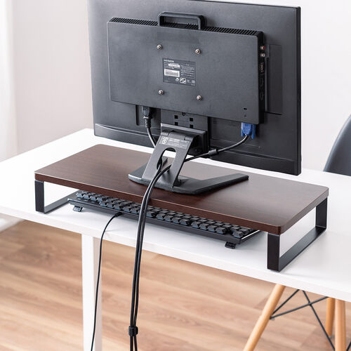 モニター台 机上台 幅60cm モニター下収納 木製 ダークブラウン