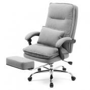【寝れる椅子】リクライニングチェア(オットマン付・ソファチェア・ファブリックチェア・ダブルクッション・最大傾斜角170°・アームレスト・ランバーサポート)