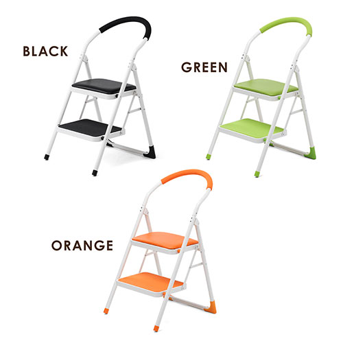 【アウトレット】折りたたみ式 踏み台  2段タイプ クッション付き ブラック