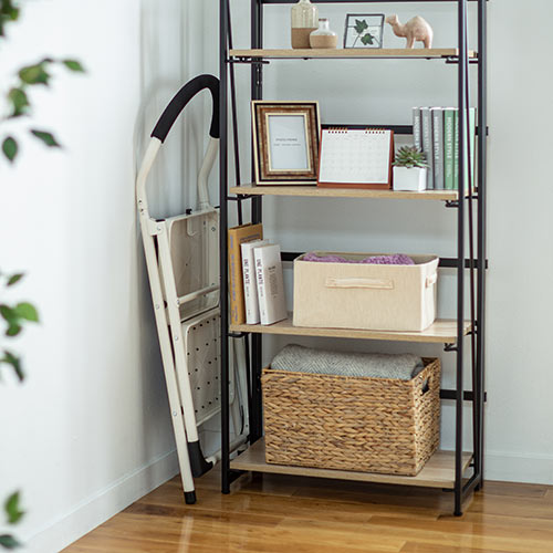 【アウトレット】折りたたみ式 踏み台  2段タイプ クッション付き ブラック