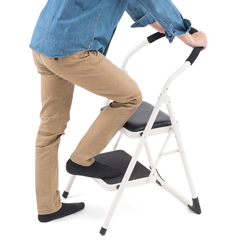 【アウトレット】折りたたみ式 踏み台  2段タイプ クッション付き ブラック