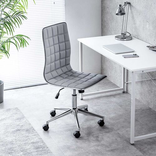 シンプルデザインチェア PUレザー ロッキング機能 グレー