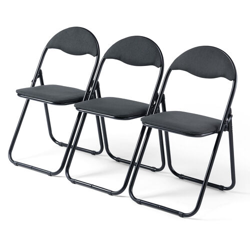 【アウトレット】折りたたみ椅子 布張り座面 3脚セット パイプ椅子  