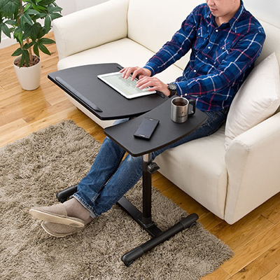 【アウトレット】サイドテーブル テーブル分割型 キャスター付き ブラック