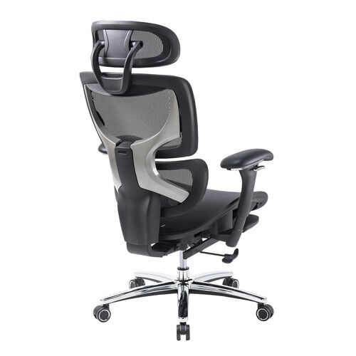 【アウトレット】高耐荷重メッシュチェア  耐荷重200kg オットマン内蔵 背もたれ上下可動 3Dアームレスト