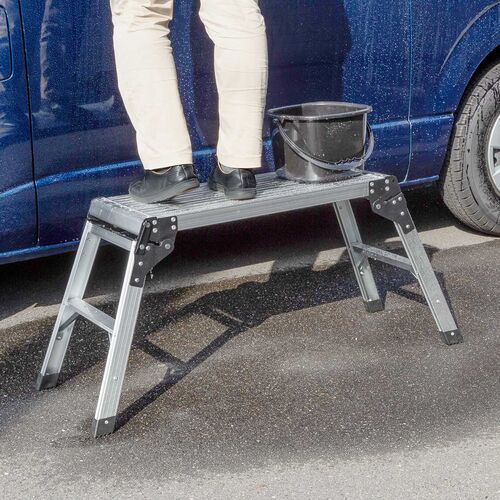 【アウトレット】アルミ製足場台 天板サイズ 76cm×30cm 高さ50cm 折りたたみ式 2段 耐荷重150kg