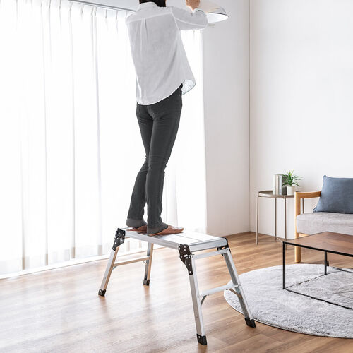 【アウトレット】アルミ製足場台 天板サイズ 76cm×30cm 高さ50cm 折りたたみ式 2段 耐荷重150kg