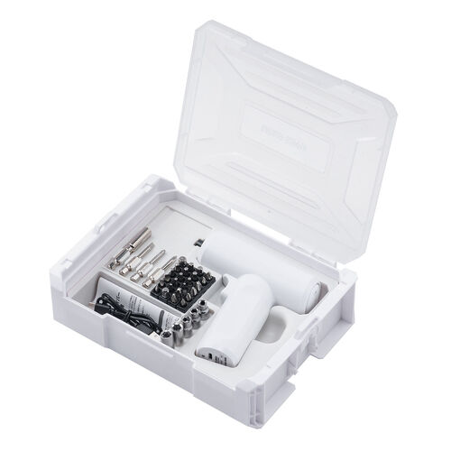 【アウトレット】コードレス電動ドライバー 26-in-1 USB Type-C充電式 LED付き 収納ケース付き ホワイト