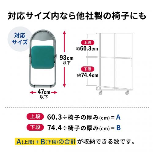 【アウトレット】パイプ椅子・折りたたみ椅子用 収納台車 チェアポーター キャスター付き 30脚収納 ホワイト