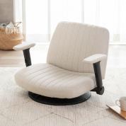 あぐら座椅子 跳ね上げ式アームレスト 回転盤つき ベージュ