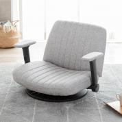 あぐら座椅子 幅広座椅子 3Dアームレスト 肘跳ね上げ 360°回転 グレー