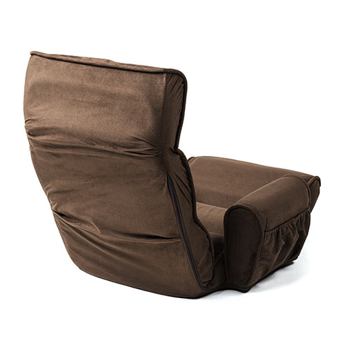 【アウトレット】肘掛け付き ハイバック座椅子 サイドポケット付き マイクロファイバー生地 14段階リクライニング ダークブラウン