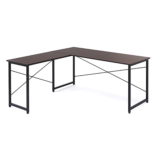 【アウトレット】L字型パソコンデスク(コーナーデスク・木製・幅150cm+90cm・ダークブラウン)