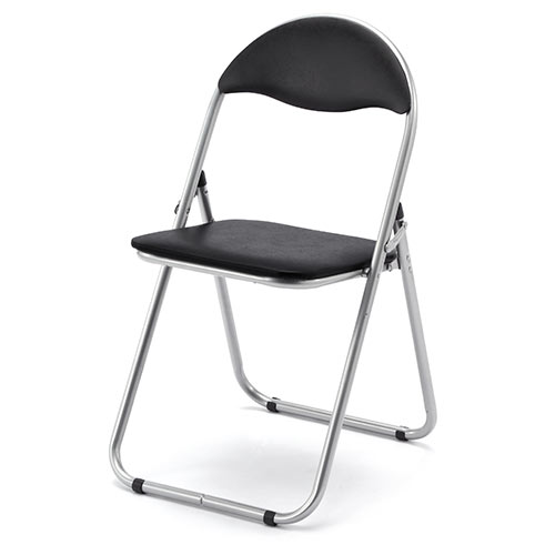 【アウトレット】折りたたみパイプ椅子(スチールフレーム・3脚セット・ブラック)