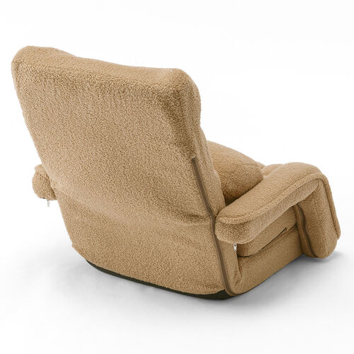 【アウトレット】ダブルクッション座椅子 ボア生地タイプ 肘掛け付き 14段階リクライニング ベージュ
