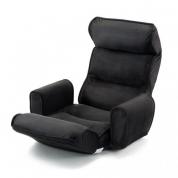 肘掛け付きハイバック座椅子(サイドポケット付き・低反発クッション・リクライニング・ブラック)
