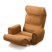 肘掛け付きハイバック座椅子(サイドポケット付き・低反発クッション・リクライニング・ブラウン) YK-SNC103BR