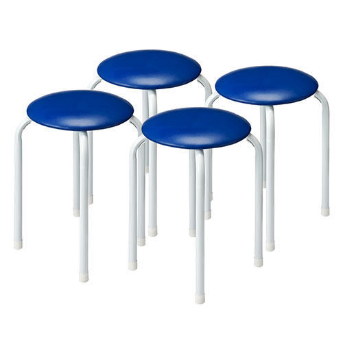 【アウトレット】丸椅子 スツール 4脚セット ブルー