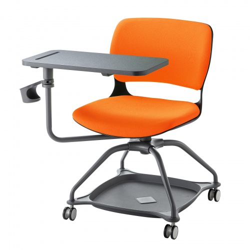 【アウトレット】テーブル付き ミーティングチェア 1脚 オレンジ