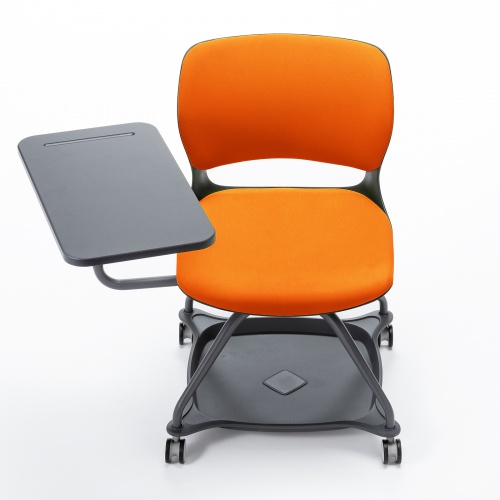 【アウトレット】テーブル付き ミーティングチェア 1脚 オレンジ