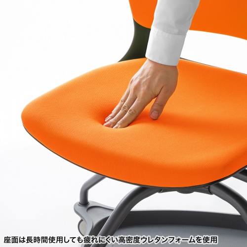 【アウトレット】テーブル付き ミーティングチェア 1脚 オレンジ