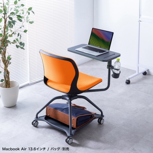 【アウトレット】テーブル付き ミーティングチェア 1脚 オレンジ
