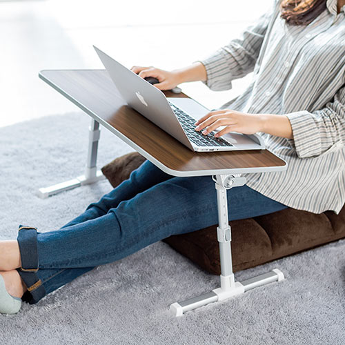 【アウトレット】折りたたみデスク ノートパソコンデスク 高さ調整 角度調整対応 木目調 幅60cm