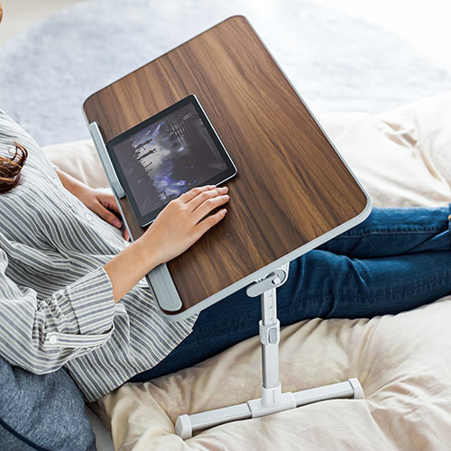 【アウトレット】折りたたみデスク ノートパソコンデスク 高さ調整 角度調整対応 木目調 幅60cm