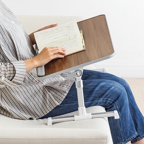 【アウトレット】折りたたみデスク ノートパソコンデスク 高さ調整 角度調整対応 木目調 幅60cm