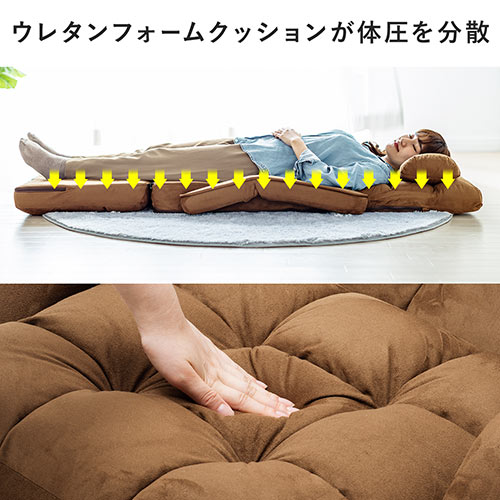 【アウトレット】ダブルクッション座椅子 マイクロファイバー生地 肘掛けつき 14段階リクライニング ブラック