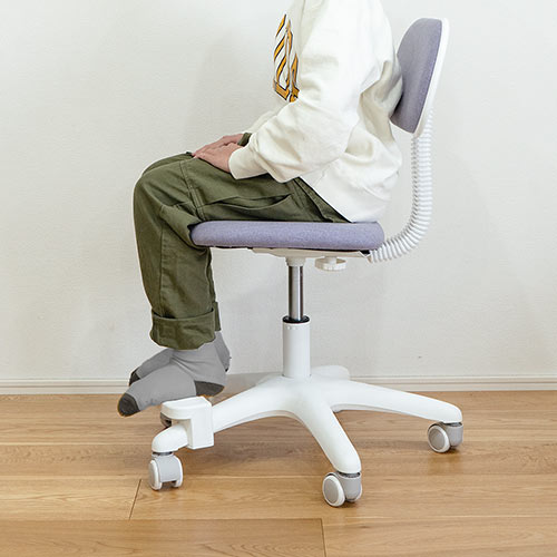 学習椅子(子供・中学生・大人・低め・キャスター・ストッパー・足置き・高さ調整・回転・クッション・おすすめ・パープル)