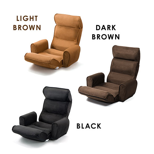 肘掛け付きハイバック座椅子(サイドポケット付き・低反発クッション・リクライニング・ブラック)