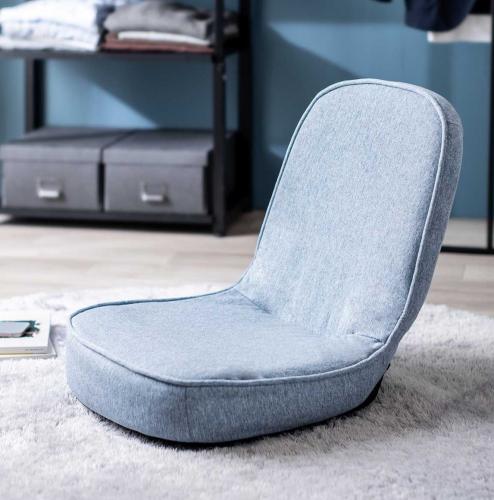 【アウトレット】コンパクト 折りたたみ座椅子 6段階リクライニング ファブリック生地 ブルー