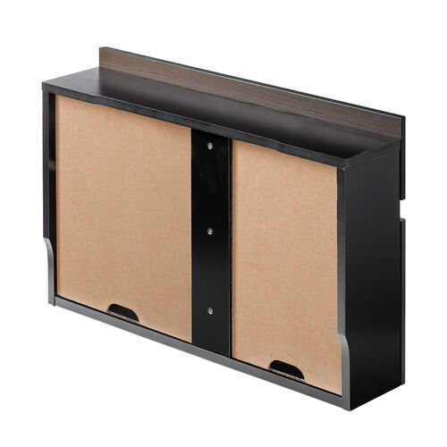 【アウトレット】ルーター収納ボックス ケーブルボックス 木製 スリム 壁面収納 幅65cm ダークブラウン