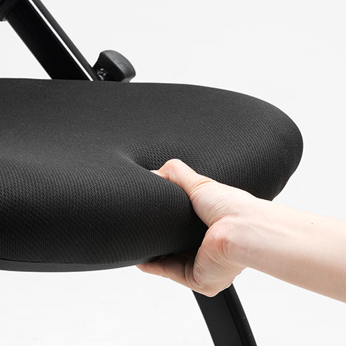 【アウトレット】折りたたみ ミーティングチェア キャスター付 水平スタッキング メッシュ製 背もたれチルト機能 2脚セット ブラック