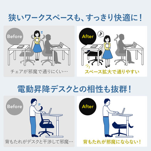 【アウトレット】背もたれを畳める メッシュチェア オットマン内蔵 シンクロロッキング 4段階角度固定 アームレスト付き ブラック