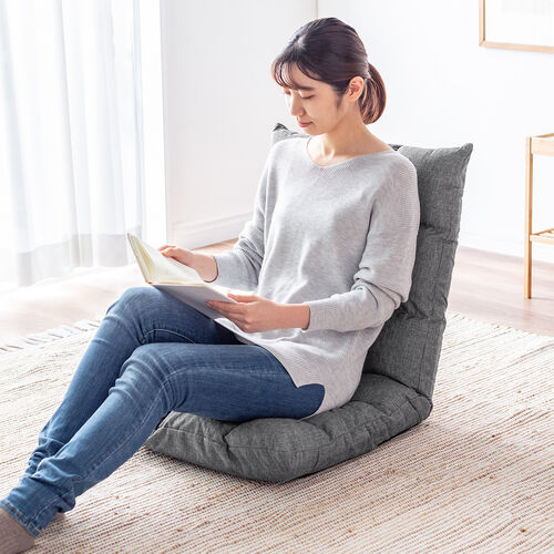 【アウトレット】座椅子 ふわふわ コンパクト 日本メーカー向陽技研製42段ギア 低反発ウレタン ファブリック調 グレー