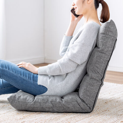 【アウトレット】座椅子 ふわふわ コンパクト 日本メーカー向陽技研製42段ギア 低反発ウレタン ファブリック調 グレー